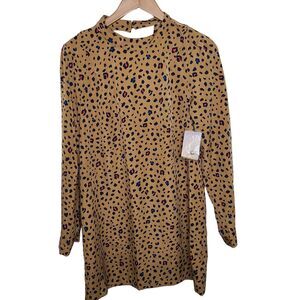 Kimchi Blue Womens SZ M Cheetah Print Dress/Tunic Tan/Multicolor New‎ w Tags NWT